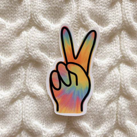 Tie-Dye Hand Peace Sign Vinyl Sticker - WithLiftedHandsCo