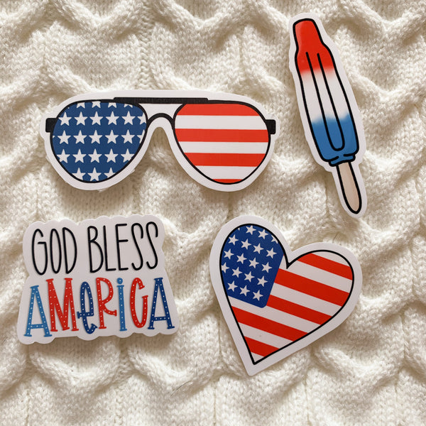 American Flag Heart Vinyl Sticker - WithLiftedHandsCo