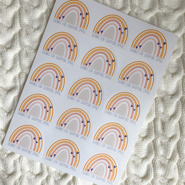 Thanks For Shopping Small Rainbow Sticker Sheet - WithLiftedHandsCo