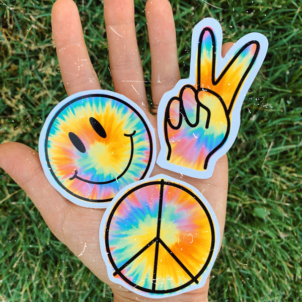 Tie-Dye Hand Peace Sign Vinyl Sticker - WithLiftedHandsCo