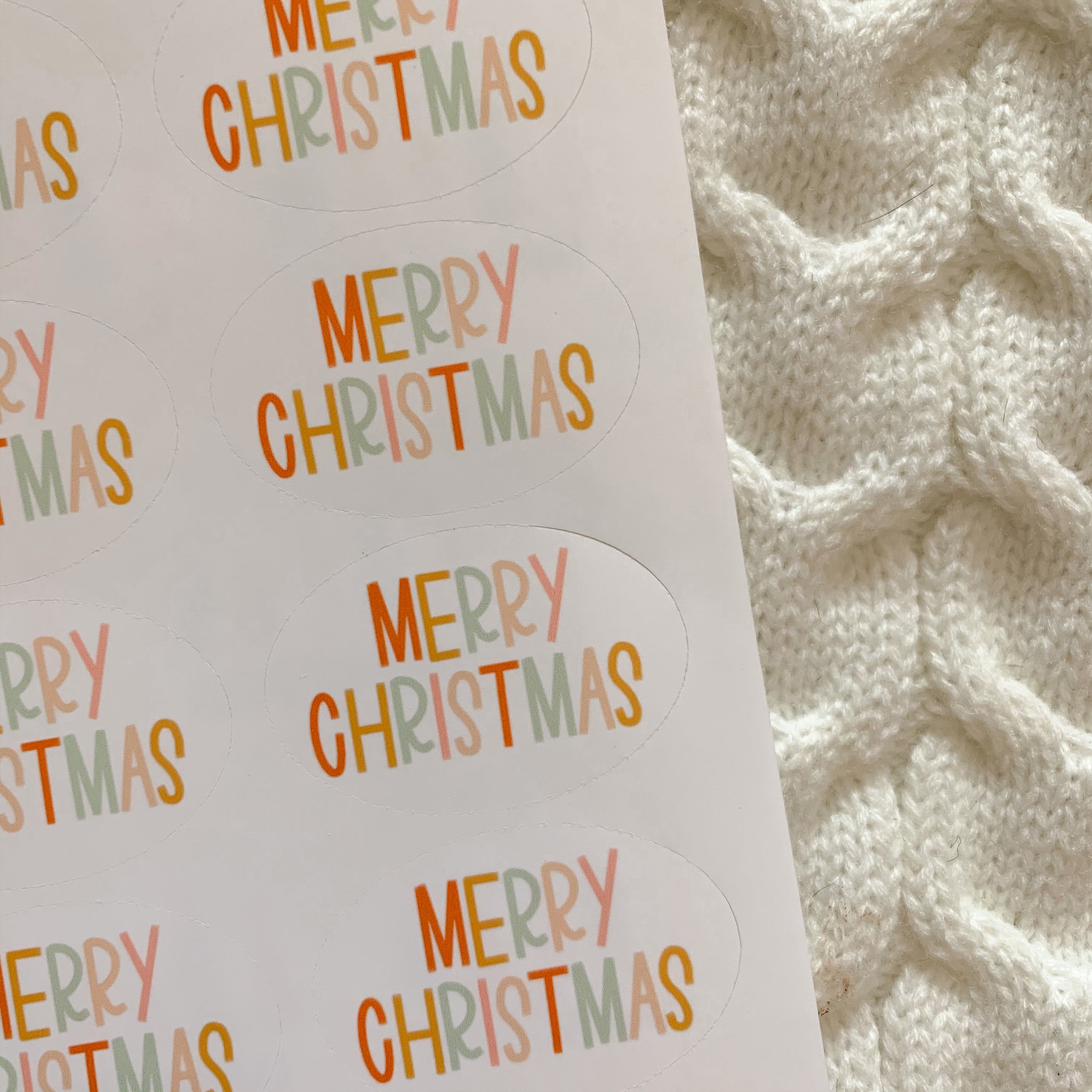 Merry Christmas Colorful Packaging Stickers - WithLiftedHandsCo