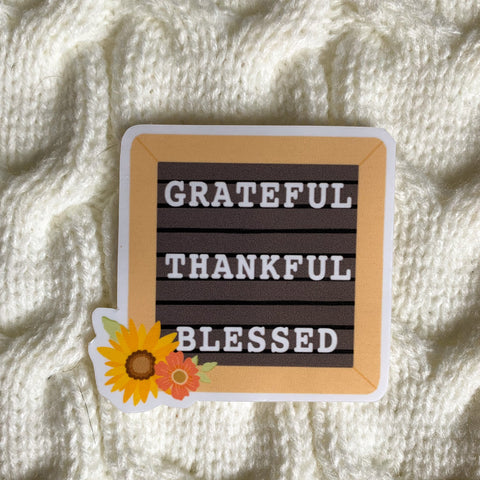 Grateful Thankful Blessed Vinyl Sticker - WithLiftedHandsCo