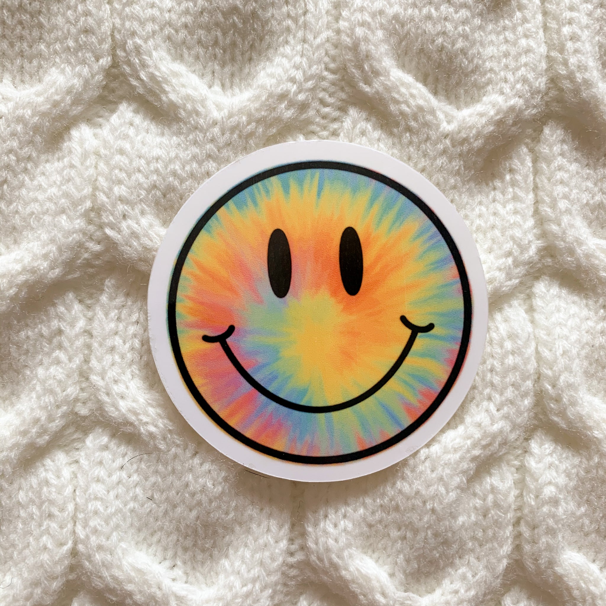 Tie-Dye Smiley Face Vinyl Sticker - WithLiftedHandsCo