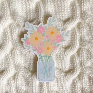 Mason Jar Flowers Vinyl Sticker - WithLiftedHandsCo