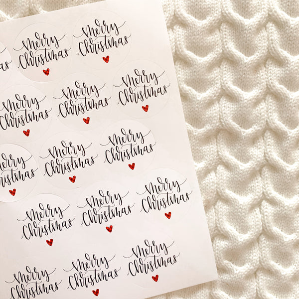 Merry Christmas Packaging Stickers - WithLiftedHandsCo
